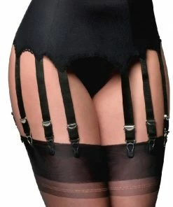 Nylon Dreams 12 Strap Black Suspender Belt NDL12 Lingerie