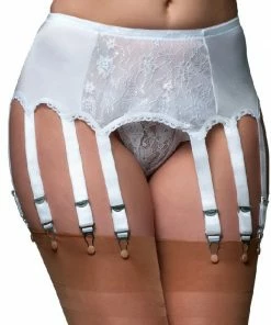 Nylon Dreams 12 Strap White Suspender Belt NDL13