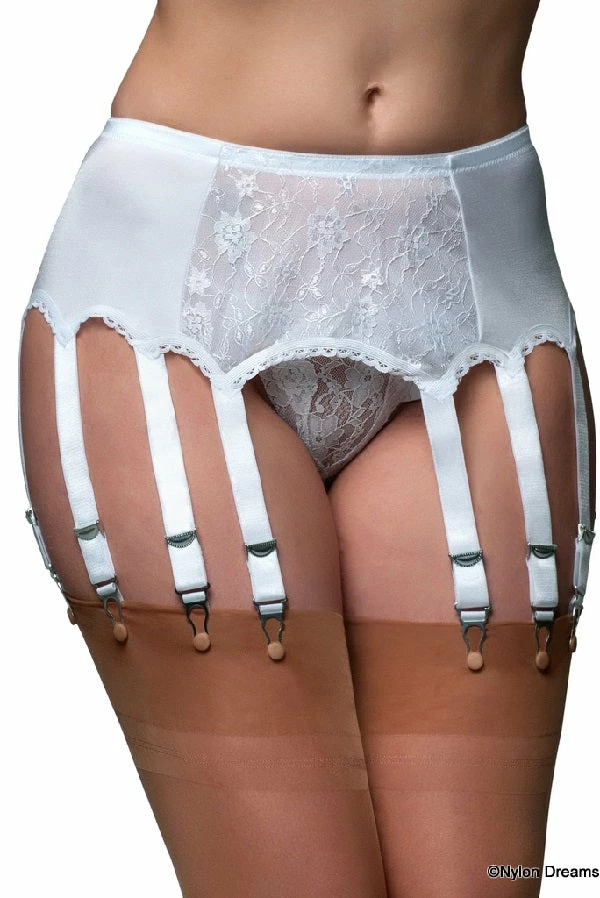 Nylon Dreams 12 Strap White Suspender Belt NDL13 3 Nylon Dreams 12 Strap White Suspender Belt NDL13