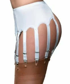 Nylon Dreams 12 Strap White Suspender Belt NDL13