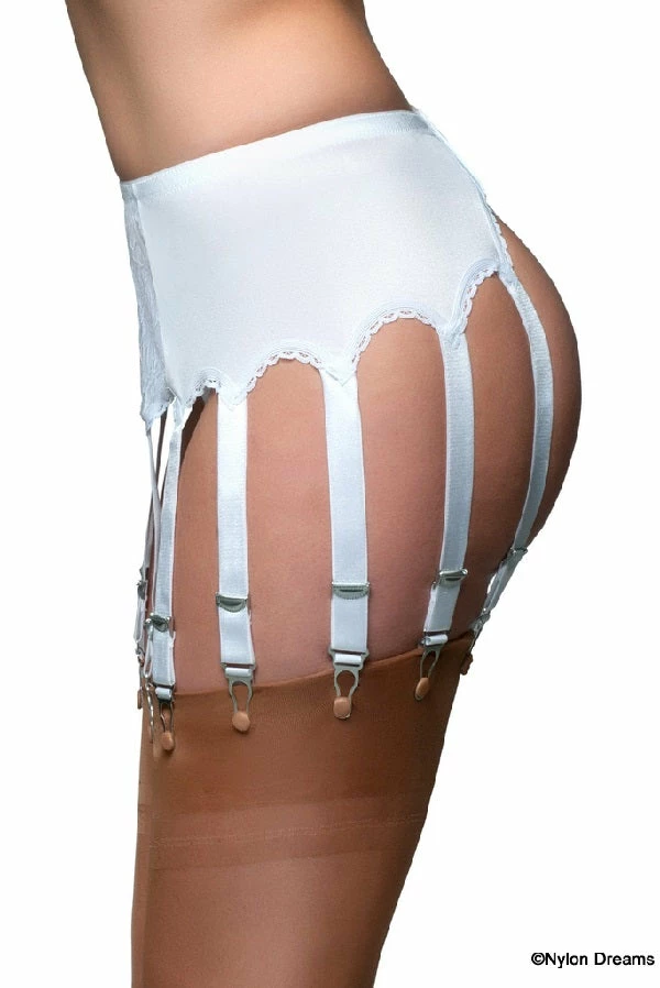 Nylon Dreams 12 Strap White Suspender Belt NDL13 4 Nylon Dreams 12 Strap White Suspender Belt NDL13