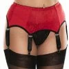 Nylon Dreams Lingerie 6 Strap Red Suspender Belt NDL1