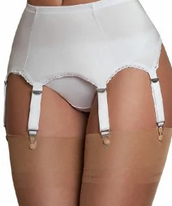 Nylon Dreams 6 Strap White Suspender Belt NDL2 Lingerie