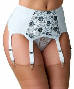 Nylon Dreams 6 Strap White Suspender Belt NDL60 Lingerie