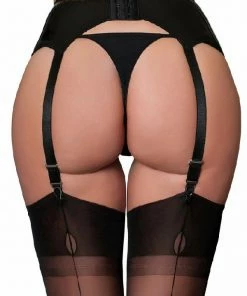 Nylon Dreams PVC 6 Strap Black Suspender Belt Lingerie