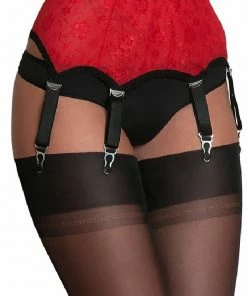 Nylon Dreams 6 Strap White Lace Suspender Belt Lingerie