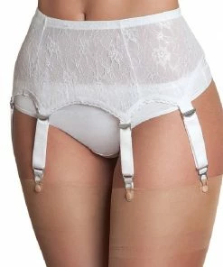 Nylon Dreams Lingerie 6 Strap Black Lace Suspender Belt