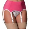 Nylon Dreams 6 Strap Pink And White Suspender Belt NDL59