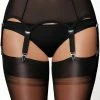 Nylon Dreams 6 Strap Black Power Mesh Suspender Belt Lingerie