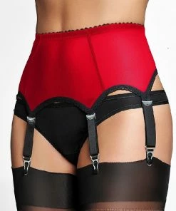 Nylon Dreams Lingerie 6 Strap White Power Mesh Suspender Belt