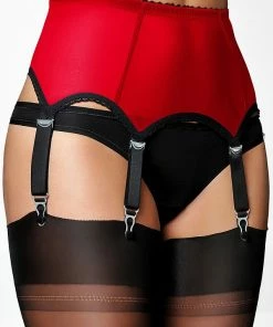 Nylon Dreams Lingerie 6 Strap White Power Mesh Suspender Belt