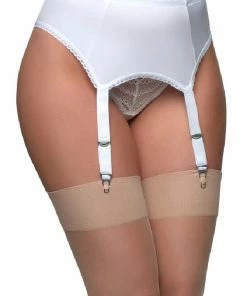 Nylon Dreams Lingerie 4 Strap White Suspender Belt NDL6