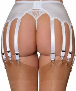 Nylon Dreams Lingerie 14 Strap White Suspender Belt NDL70