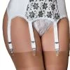 Nylon Dreams 6 Strap Suspender Belt Flower Lace