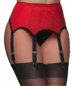Nylon Dreams 6 Strap Red Suspender NDL8 Lingerie