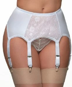 Nylon Dreams 6 Strap White Suspender NDL8 Lingerie
