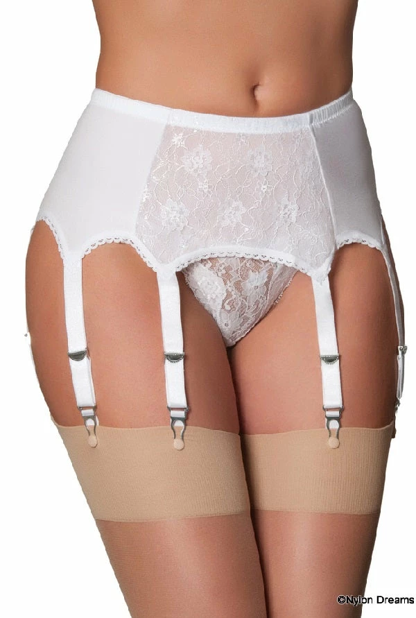 Nylon Dreams 8 Strap White Suspender Belt NDL9 3 Nylon Dreams 8 Strap White Suspender Belt NDL9