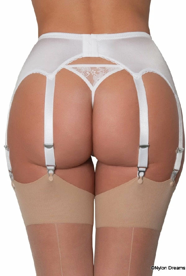 Nylon Dreams 8 Strap White Suspender Belt NDL9 5 Nylon Dreams 8 Strap White Suspender Belt NDL9
