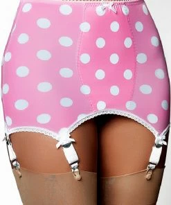 Nylon Dreams Ladybird Spot Pink Girdle