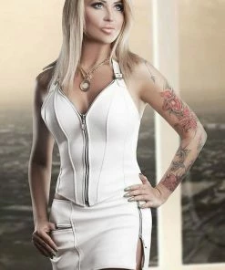 Soleil Eco Leather White Eco Leather Top Clothing