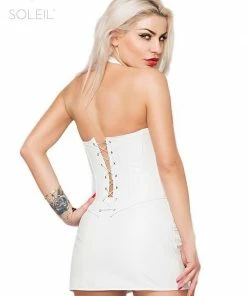 Soleil Eco Leather White Mini Skirt TXF063002