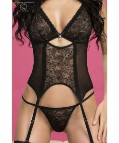Chilirose Lingerie Poland Sexy Black Basque Style Corset