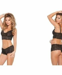 Elegant Moments USA Black Camisole And Booty Shorts Lingerie