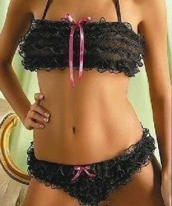 Obsessive Lingerie Poland Black Frilly Bra And Panty