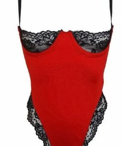 Beauty Night Lingerie Poland Seductive Open Bust Red Teddy