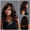 FWZiel Chestnut Brown Curly Medium Length Wig Wigs