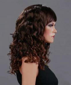 FWZiel Chestnut Brown Curly Medium Length Wig Wigs