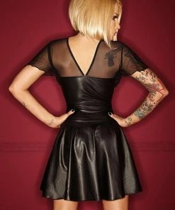 Noir Handmade Poland Wet Look And Tulle Dress With Zipper