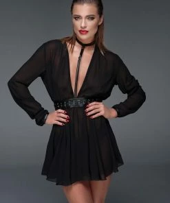 Noir Handmade Poland Clothing Chiffon Mini Dress F150