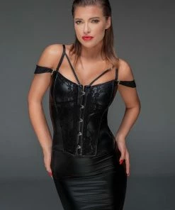Noir Handmade Poland Lace And Wet-look Corset F159