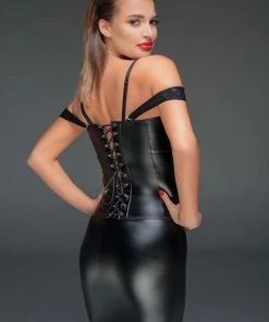 Noir Handmade Poland Lace And Wet-look Corset F159