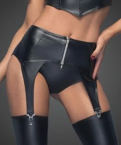 Noir Handmade Poland Lingerie Power Wet-look Garter Belt F166