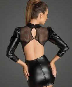 Noir Handmade Poland Wet-Look And Mesh Dress F201