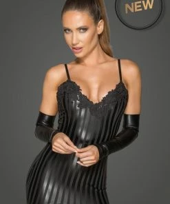 Noir Handmade Poland Clothing Wet-Look Mini Dress F208