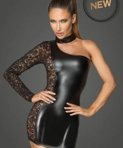 Noir Handmade Poland Wet-Look And Lace Dress F215