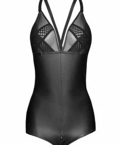 Noir Handmade Poland Promiscuous Wet Look And Tulle Playsuit