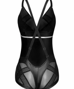 Noir Handmade Poland Promiscuous Wet Look And Tulle Playsuit