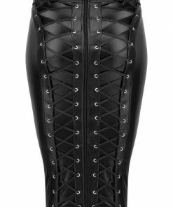 Noir Handmade Poland Wet-Look Pencil Skirt F152