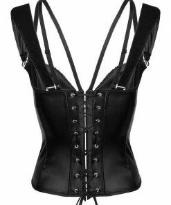 Noir Handmade Poland Lace And Wet-look Corset F159