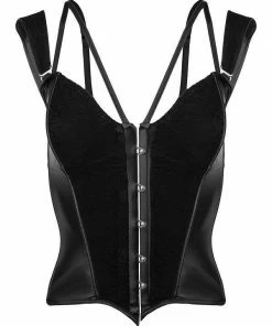 Noir Handmade Poland Lace And Wet-look Corset F159
