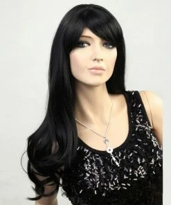 FWZiel Long Wavy Black Wig