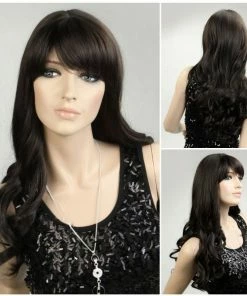 FWZiel Long Wavy Dark Brown Wig Wigs