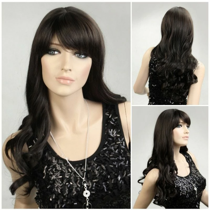 FWZiel Long Wavy Dark Brown Wig Wigs 3 FWZiel Long Wavy Dark Brown Wig Wigs