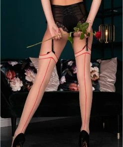 Livco Corsetti Hosiery Stockings Black Seam Maramet