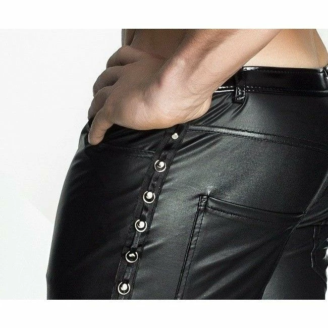 Noir Handmade Poland Mens Clothing And Lingerie Men`s Wet Look Trousers With Studs 5 Noir Handmade Poland Mens Clothing And Lingerie Men`s Wet Look Trousers With Studs