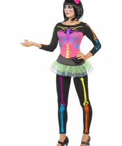 Smiffys Costumes Ladies Neon Skeleton Costume